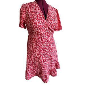 Womens Dress Size XL Red Floral Summer Dress Beachy Cruise Vacation Travel Party